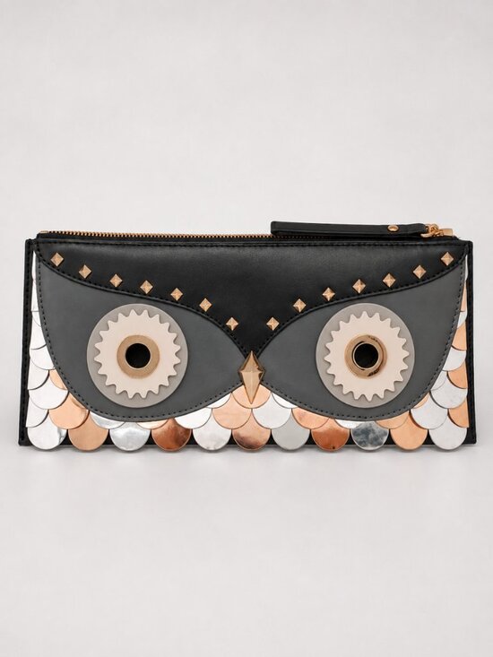 kate spade Handbags - Kate Spade New York Wise Owl Leather Clutch Black Gold